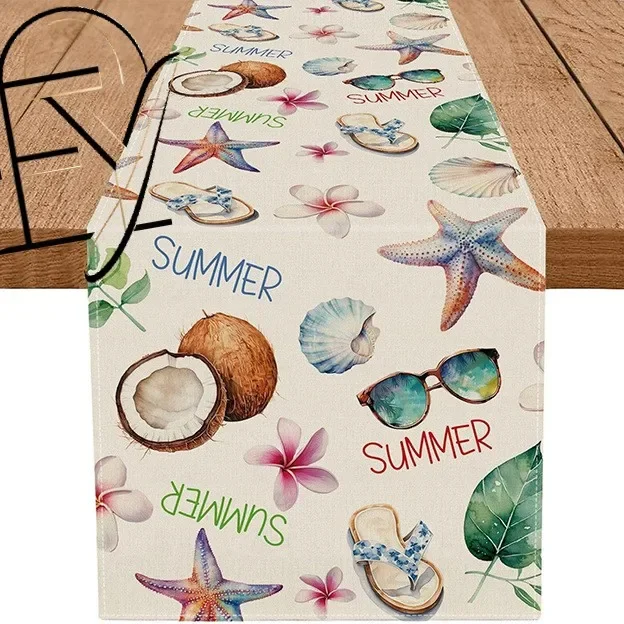 Linen Table Runner Thanksgiving Scarecrow Crow Pumpkin Off White Autumn Harvest Table Decor Family Dinner