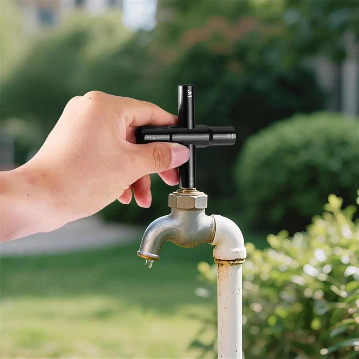 

【frki】 2PC 4 Way Water Key Wrench, 40Cr Universal Utility Sillcock Key and Multifunctional Heavy-Duty Water Valve Key Tool