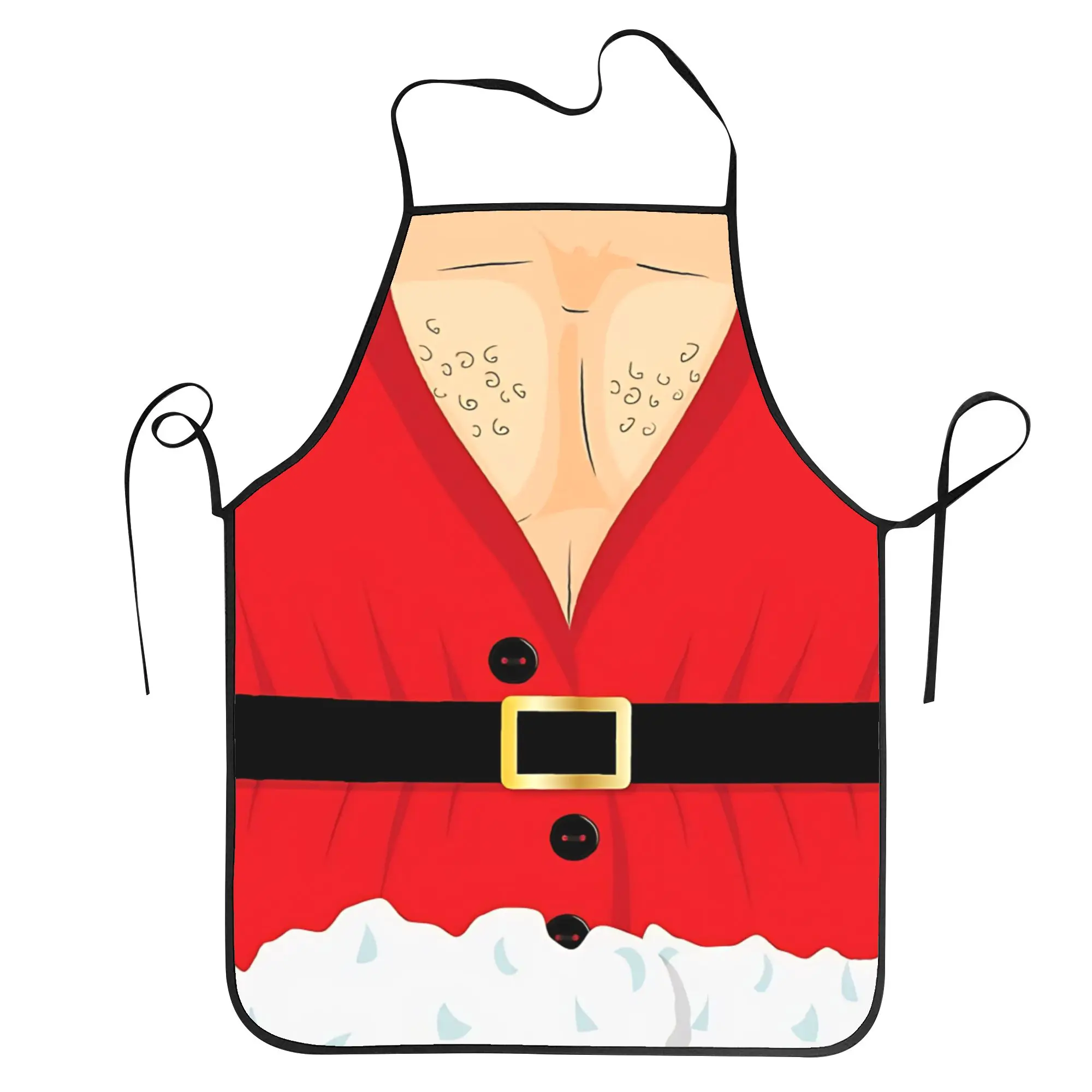 Funny Santa With Hairy Chest Apron  Cleaning Barber Kitchen Accessories Barbecue Cute Aprons without Pocket