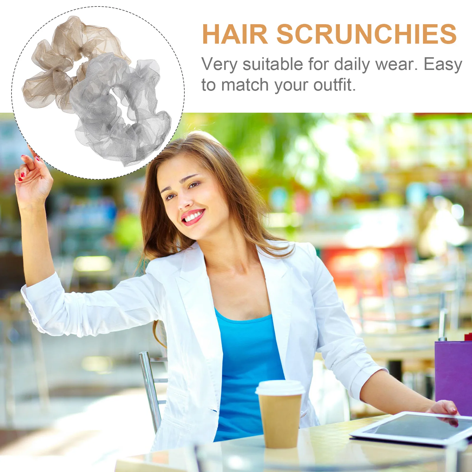 

3pcs Silver Hair Scrunchies Rope Elastic Hair Ties Stretchy Comfortable Bun Ropes for Women Daily Gifts Easy