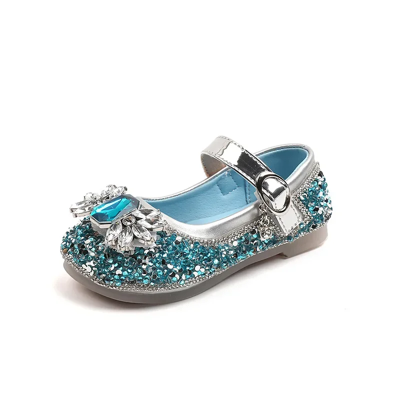 Little Girl Leather Shoes Spring Autumn Luxury Rhinestone Children\'s Flats Fashion Sequins Kids Causal Princess Ballet Shoes