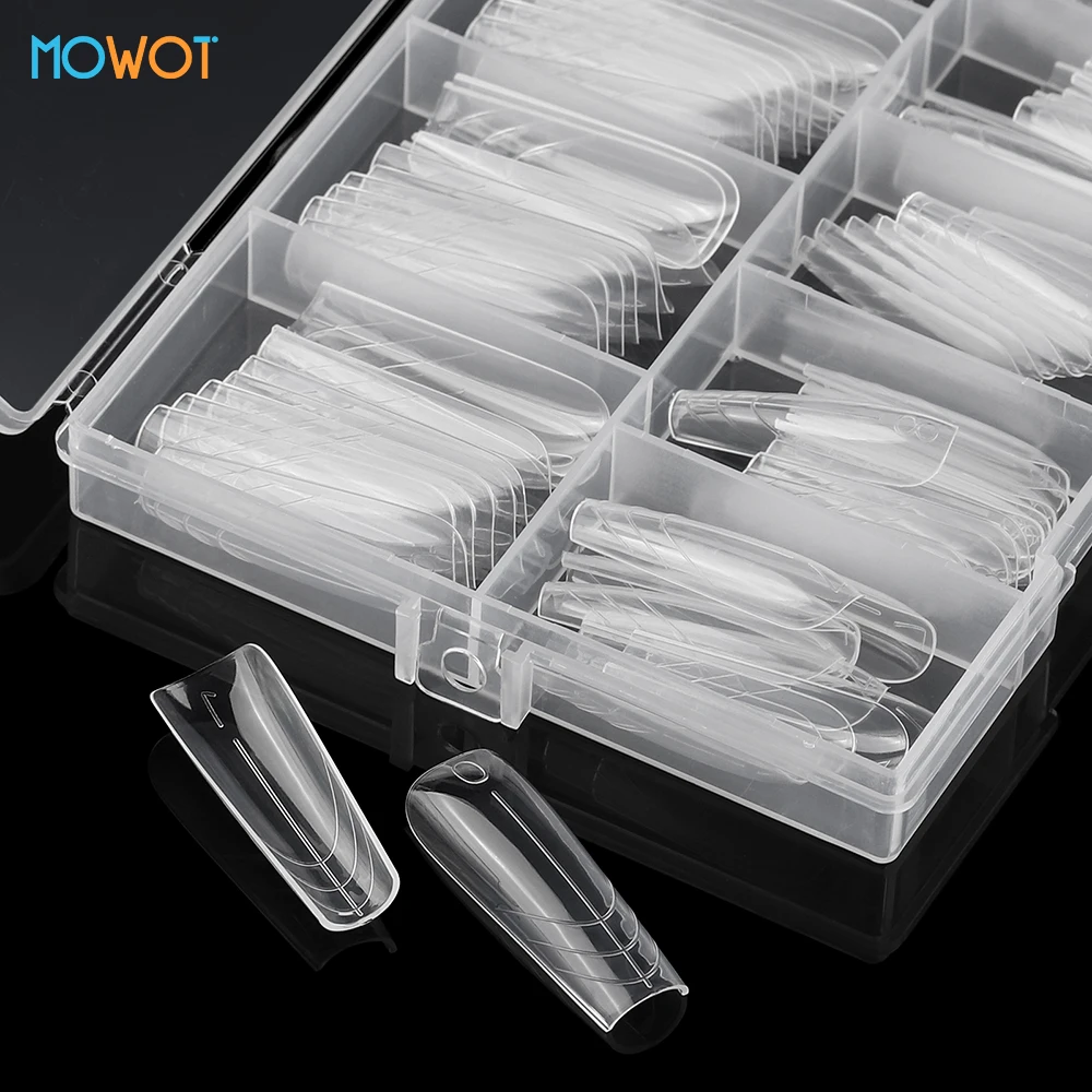 MOWOT توسيع أشكال الأظافر المزدوجة 150 قطعة غطاء كامل أظافر صناعية نصائح بولي جيل للأظافر قالب تمديد أظافر أكريليك أشكال علوية علوية 15 مقاسات