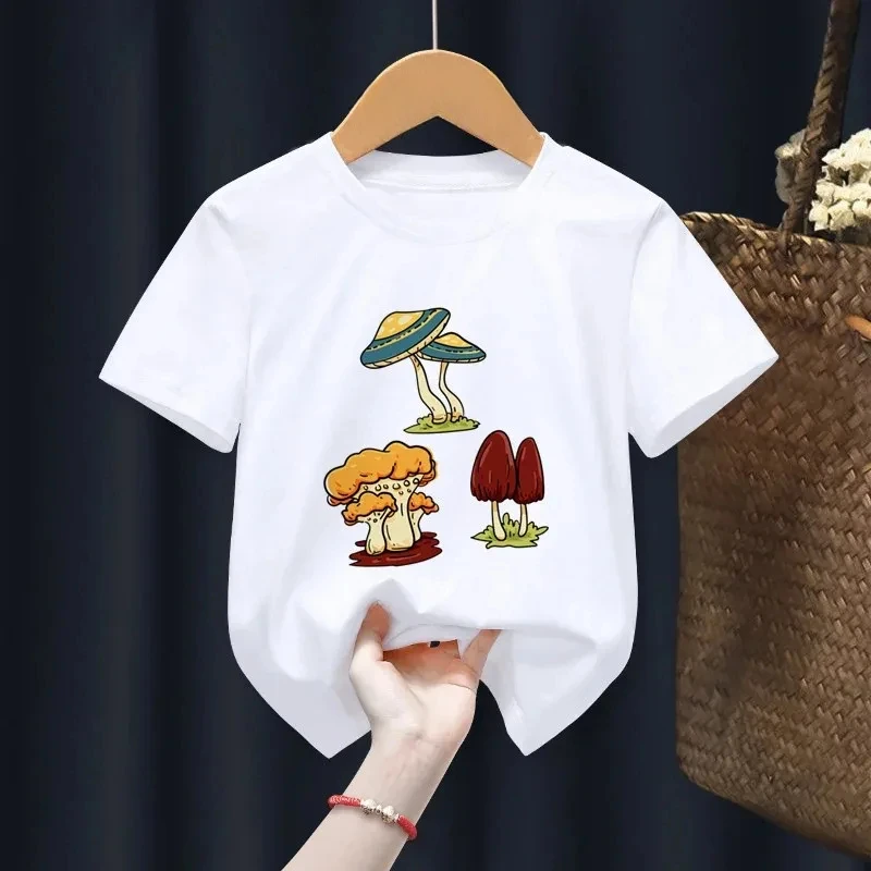 Unique Mushroom Baby Boy Clothes Cartoon Print O-Neck T-shirt Kids Summer Tops Boys & Girls Tshirt Toddler Outfit