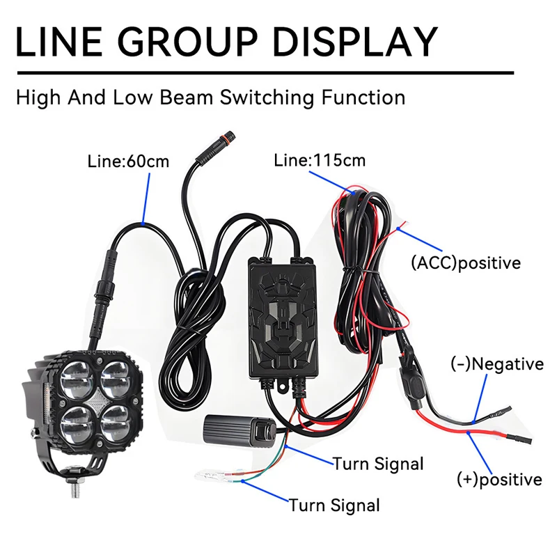 3 Inch 120W Motorcycle LED Spotlight With Amber Turn Signals Lamp High Low Flashing Light Auxiliary Headlight Fog Light 3