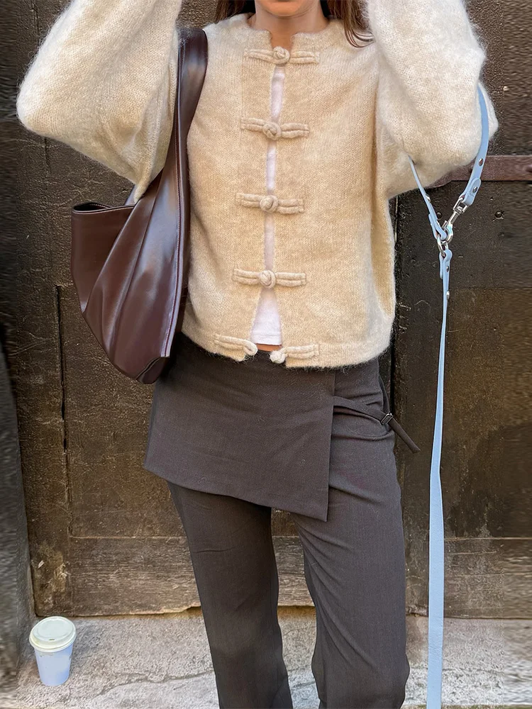 Elegant Knit Grey Women Cardigan Fashion Long Sleeve Button O-neck Female Knitwear 2026 Autumn Winter Fashion Lady Sweater 6 Elegant Knit Grey Women Cardigan Fashion Long Sleeve Button O-neck Female Knitwear 2026 Autumn Winter Fashion Lady Sweater 6