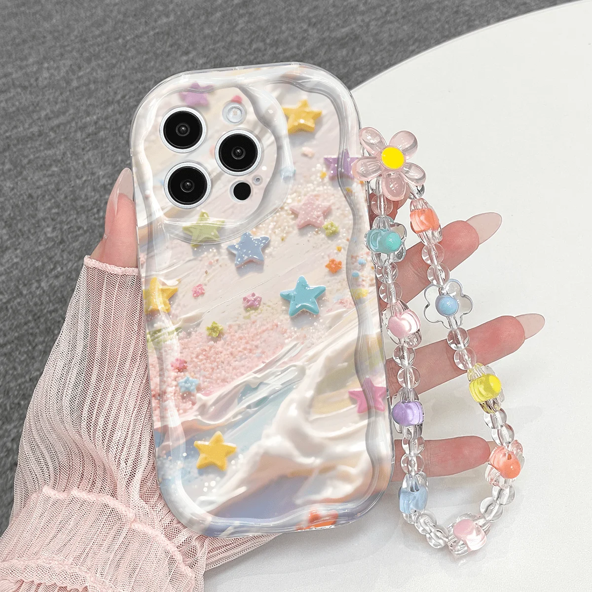 Sweet Colored Stars Print Lens Protect Lanyard Phone Case For Samsung Galaxy S25 S26 S23 S24 Ultra A27 A36 A55 A56 A57 5G Cover