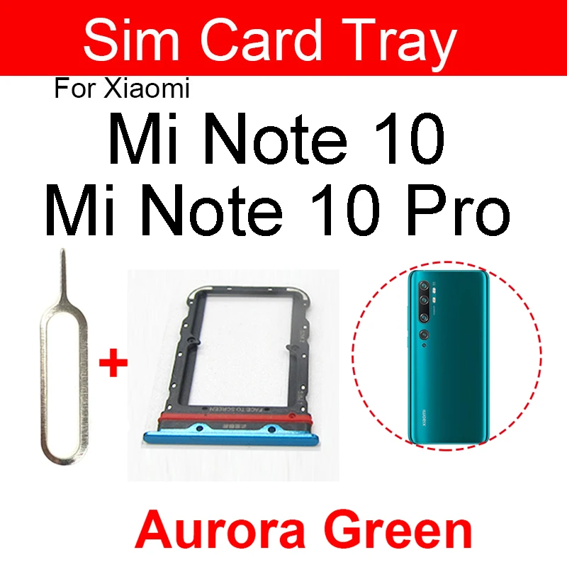 New SIM Card Tray Slot Holder For Xiaomi Mi Note 10 Pro Mi Note 10 Lite   Memory Reader Adapter Replacement Parts + Pin