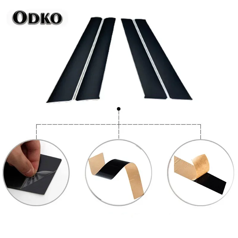 4Pcs/Set Carbon Fiber Black Pillar Post Cover For Peugeot 307 Hatchback/Sedan 2004-2013 Door Trim Window Molding Car Stickers