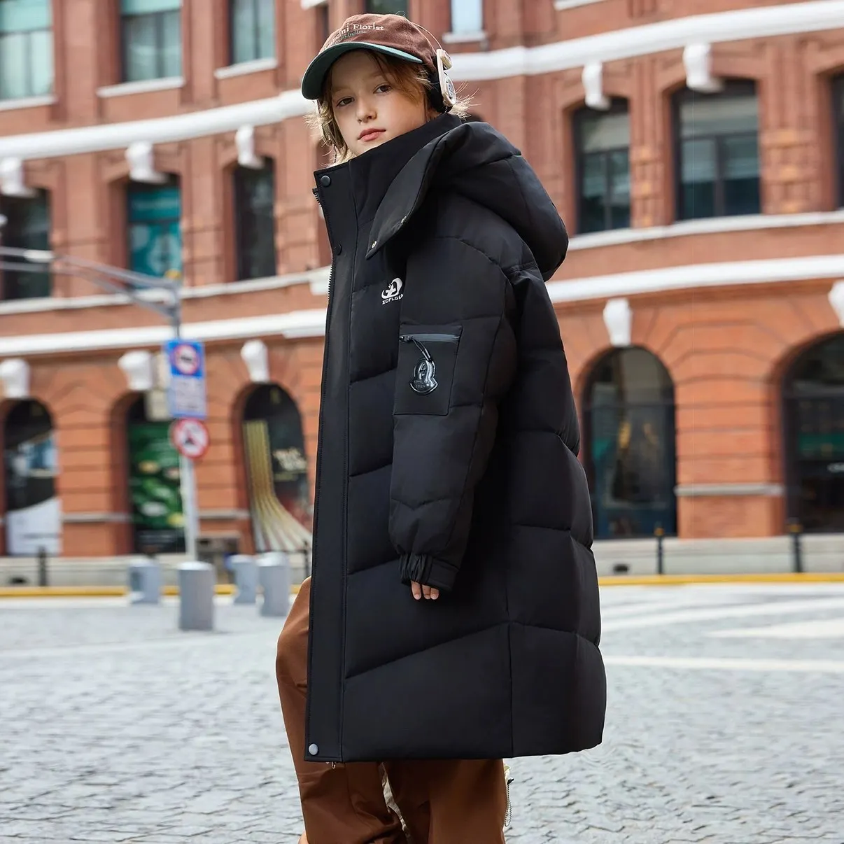 

OLEKID 2025 Winter Children Boys Down Jacket Hooded Warm Long Teen Boys Jacket Coat 6-14 Years Kids Boys Puffer Parka Outerwear