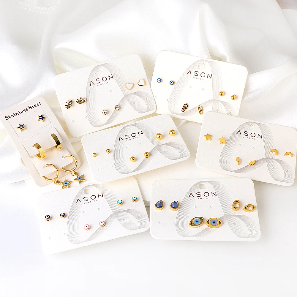 LUXUSTEEL 3Pairs Medical Stainless Steel Ball Earrings Set For Women Men Ear Bone Cartilage Piercing Jewelry Gift Wholesale