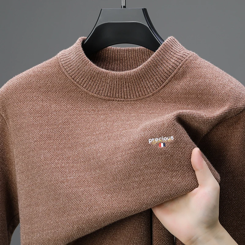 الفاخرة الراقية جولة الرقبة سترة الرجال الاتجاه الشتاء العلامة التجارية المطرزة النسخة الكورية عارضة أفخم الدافئة سميكة بلوفر مغزول