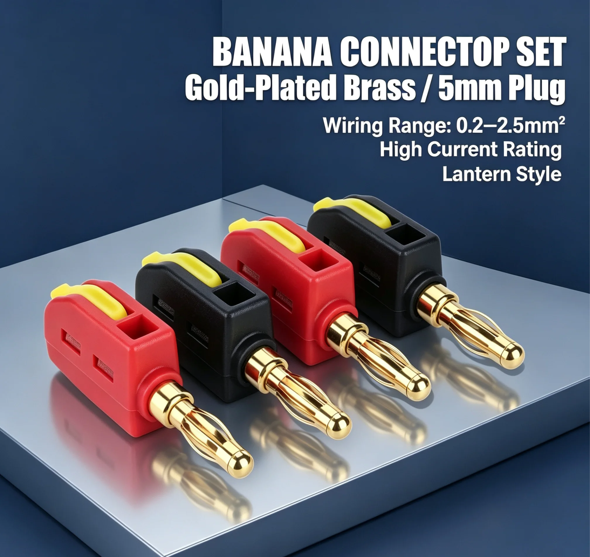 HHDZI 4mm Solderless Banana Plug Quick Push Type Audio Speaker Terminal High Temp Flame Retardant Nylon Shell Gold Plated Pin