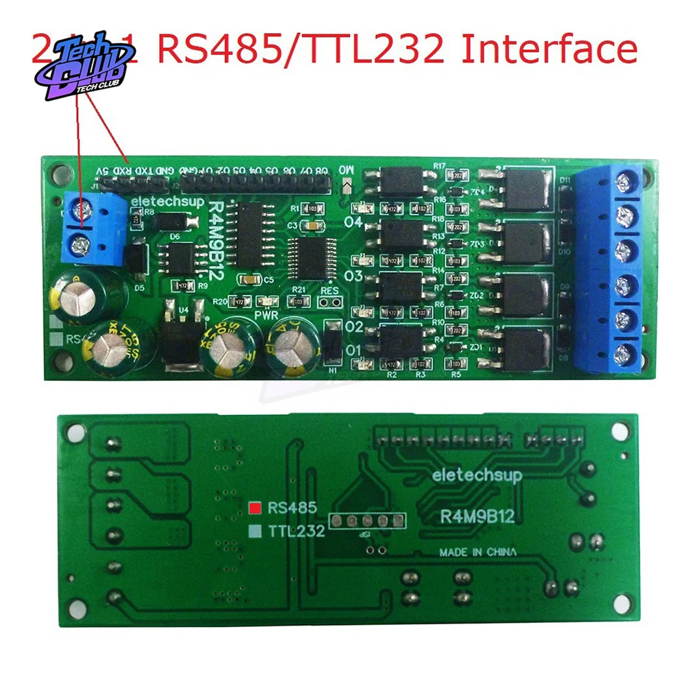 DC 12V 24V RS485 Solid State Relay Module 4CH MOS Transistor and 8CH TTL Level Output Board Modbus Power Supply