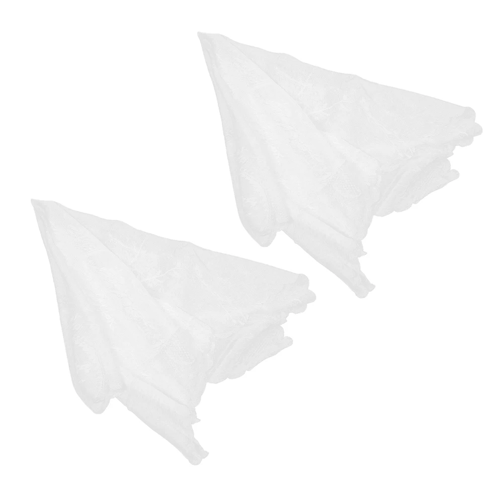 

2 Pcs White Lace Vanity Dustproof Decorative Doilies Tables Bedside Nightstand End Table Runner Cloth Small