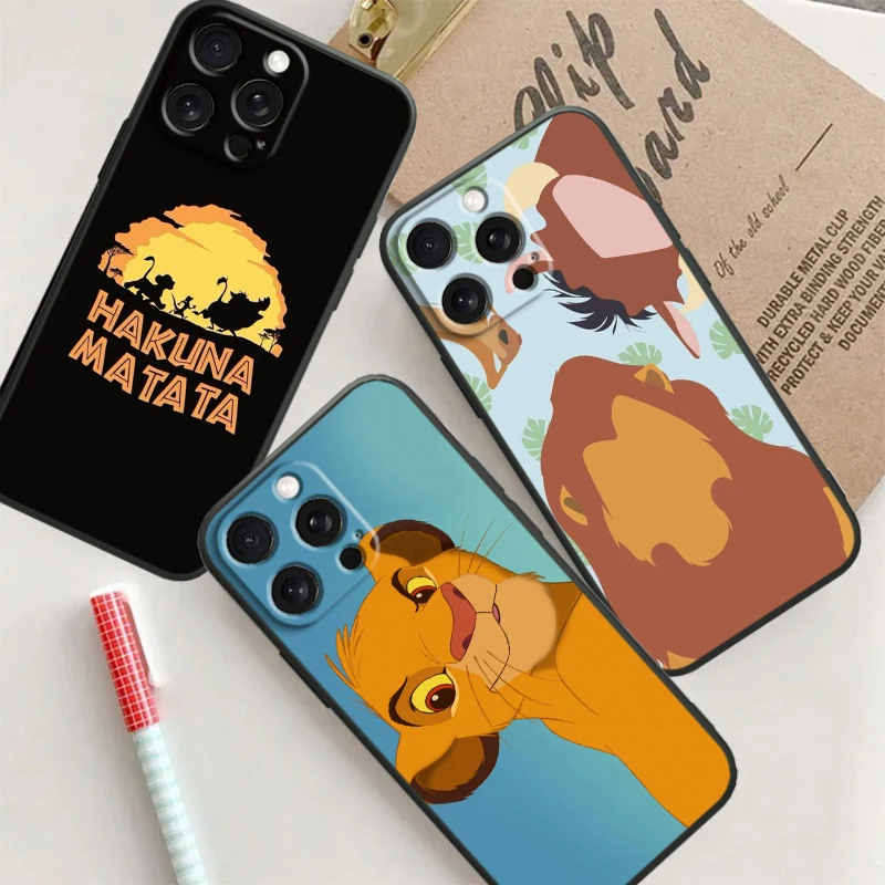 Lion King Disney Fashion Cute For iPhone 15 14 13 12 11 XS XR X 8 7 SE Pro Max Plus Mini Black Soft Phone Case