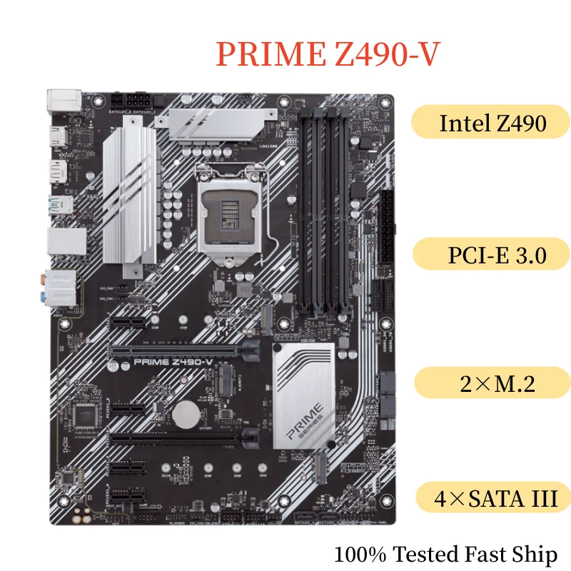 

For ASUS PRIME Z490-V Motherboard 128GB LGA 1200 DDR4 ATX Mainboard 100% Tested Fast Ship