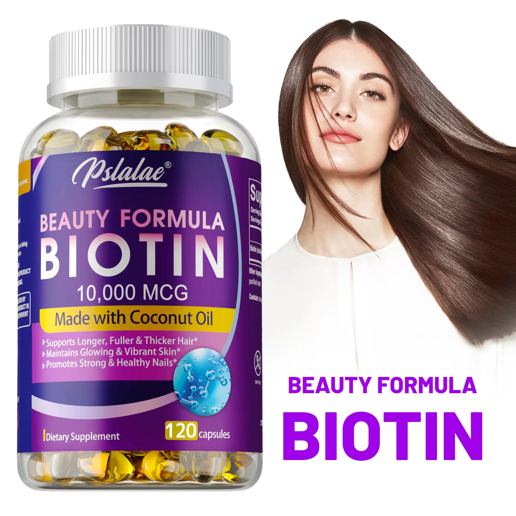

Биотинные добавки — с кокосовым маслом, поддерживают здоровые волосы, кожу и ногти, продвижение роста волос, энергетическое метаболизм, повышает иммунитет
