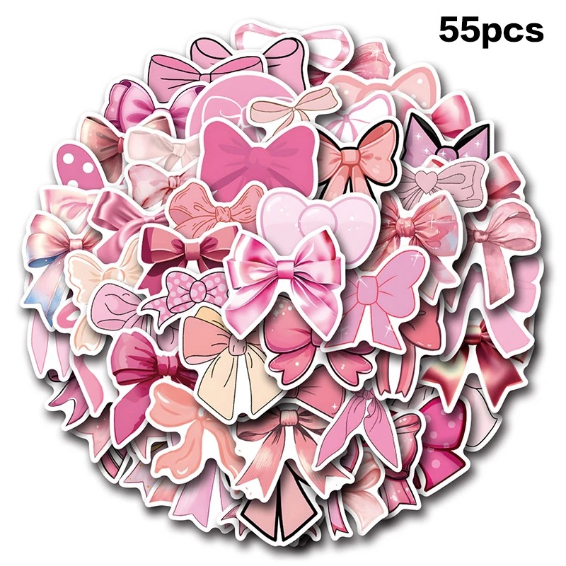 55/110Pcs New Coquette Bows Graffiti Stickers Decorative Guitar Skateboard Luggage Phone Cartoon Waterproof Adhesive Sticker