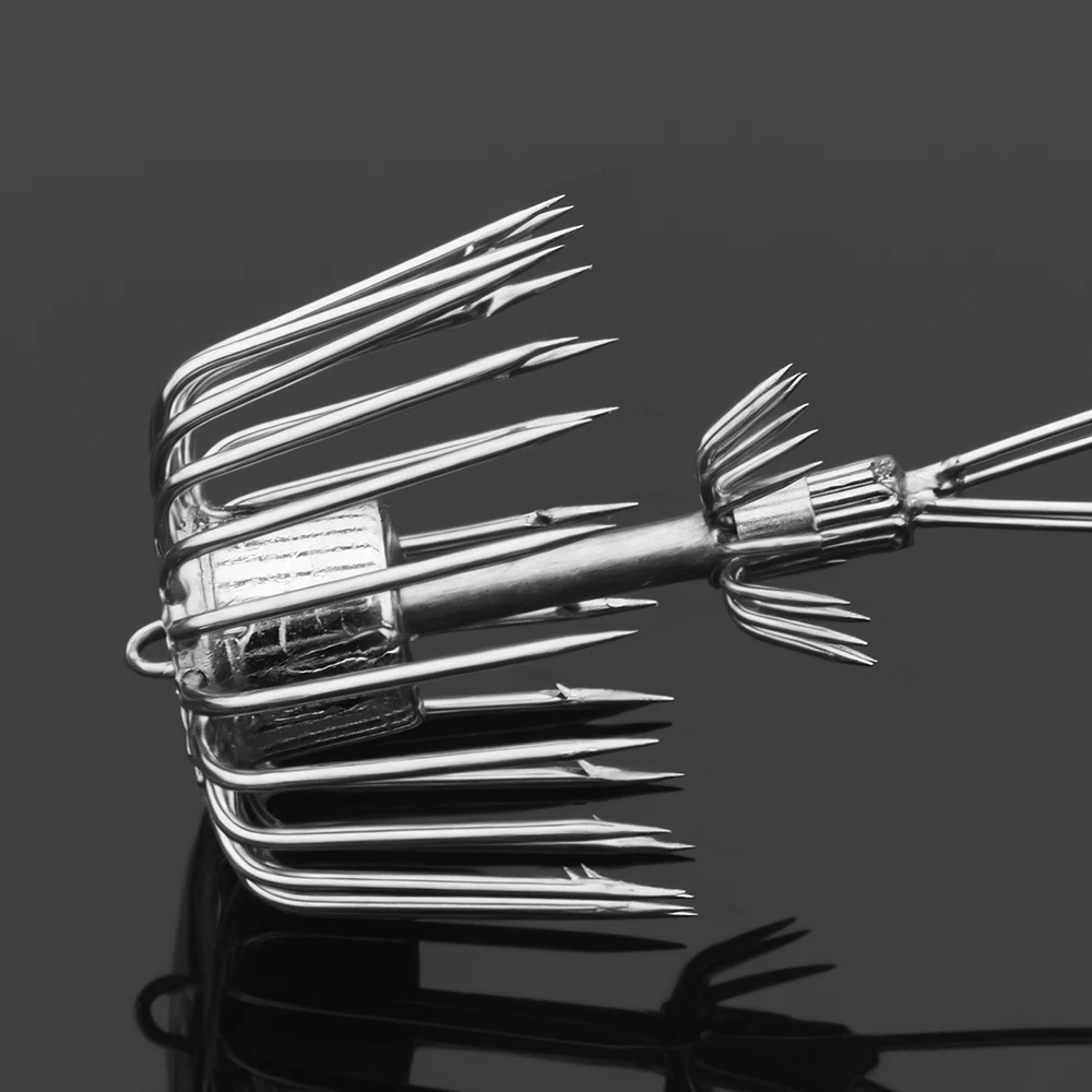 Großer Tintenfischhaken 100-200g Doppelschichtiger Oktopus-Haken 22-26 Krallen mit Widerhaken-Design Tiefsee-Angelköder für Salzwasser-Angeln