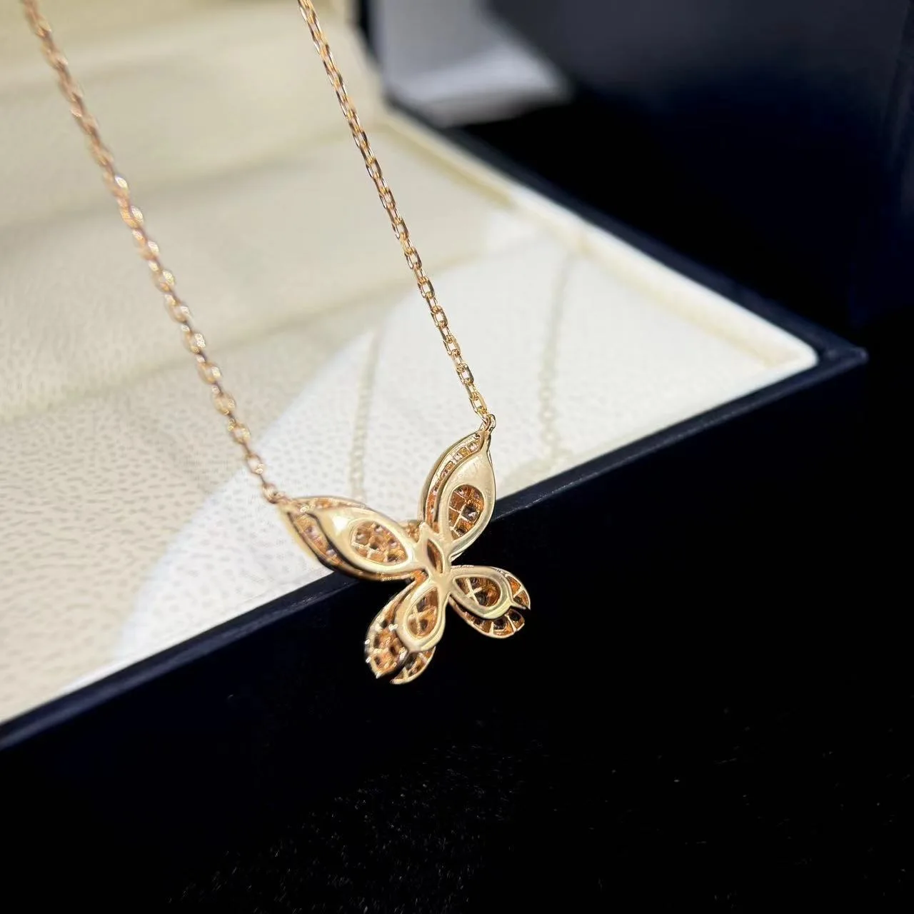 2024 S925 New Popular High Quality Classic Hot Selling Pink Butterfly Romantic Sweet Engagement Necklace Women's Luxury Jewelry