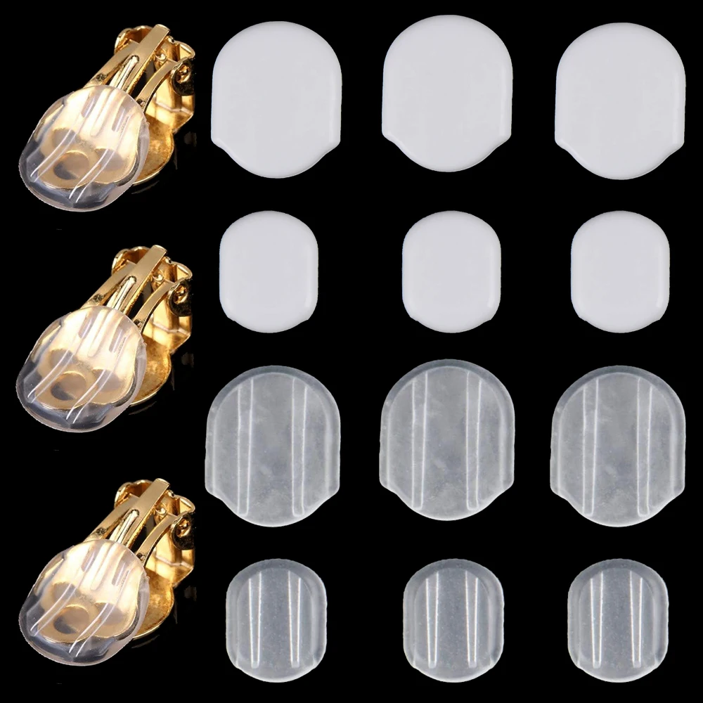 50 sztuk 8X10,5/11,5X14mm klipsy na kolczyki silikonowe wygodne poduszki dla majsterkowiczów klipsy na ucho nie przekłuwające tworzenia biżuterii