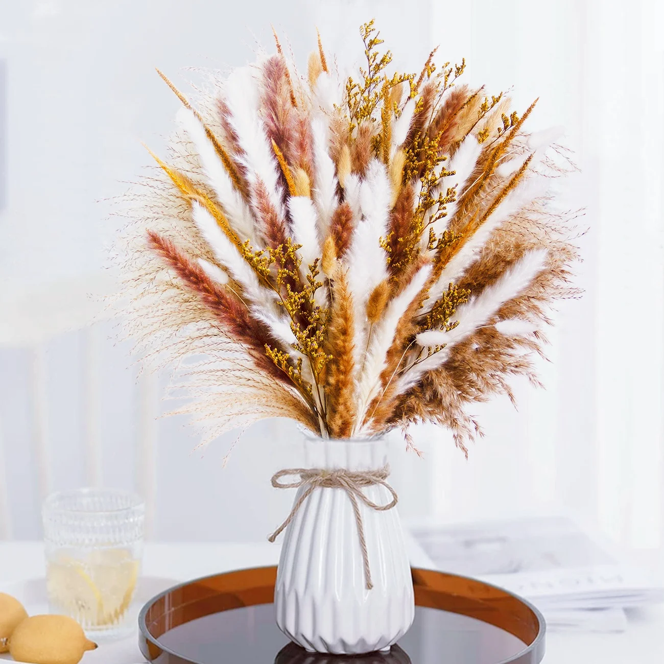 

Natural Dried Pampas Grass Bouquet Home Decoration Rabbit Tail Flowers Lovegrass Wedding Vase DIY Table Decor Floral Arrangement