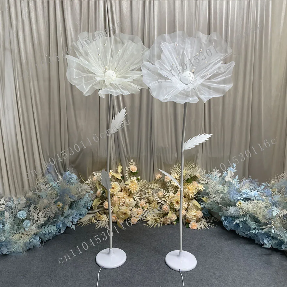 New wedding props luminous gauze flower Mori T-platform road lead light petal background screen welcome area decorative flower