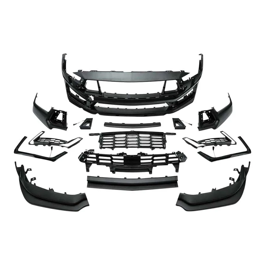 Classic Car Restomod Body KitsNew Dark Horse  Style LED Lights And Grille 2024-2025 Unpainted Black PP Material Front Bu