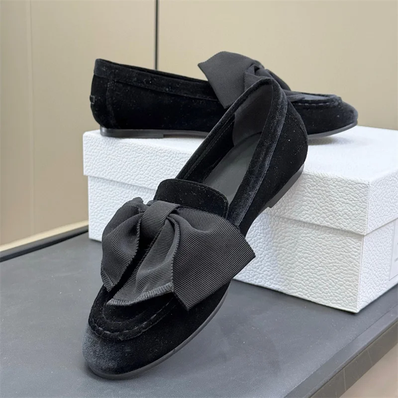 

Женская обувь на мягкой подошве с однотонным бантом и круглым носком, уличные кожаные лоферы без шнуровки, повседневные туфли на плоской подошве, Zapatos Mujer