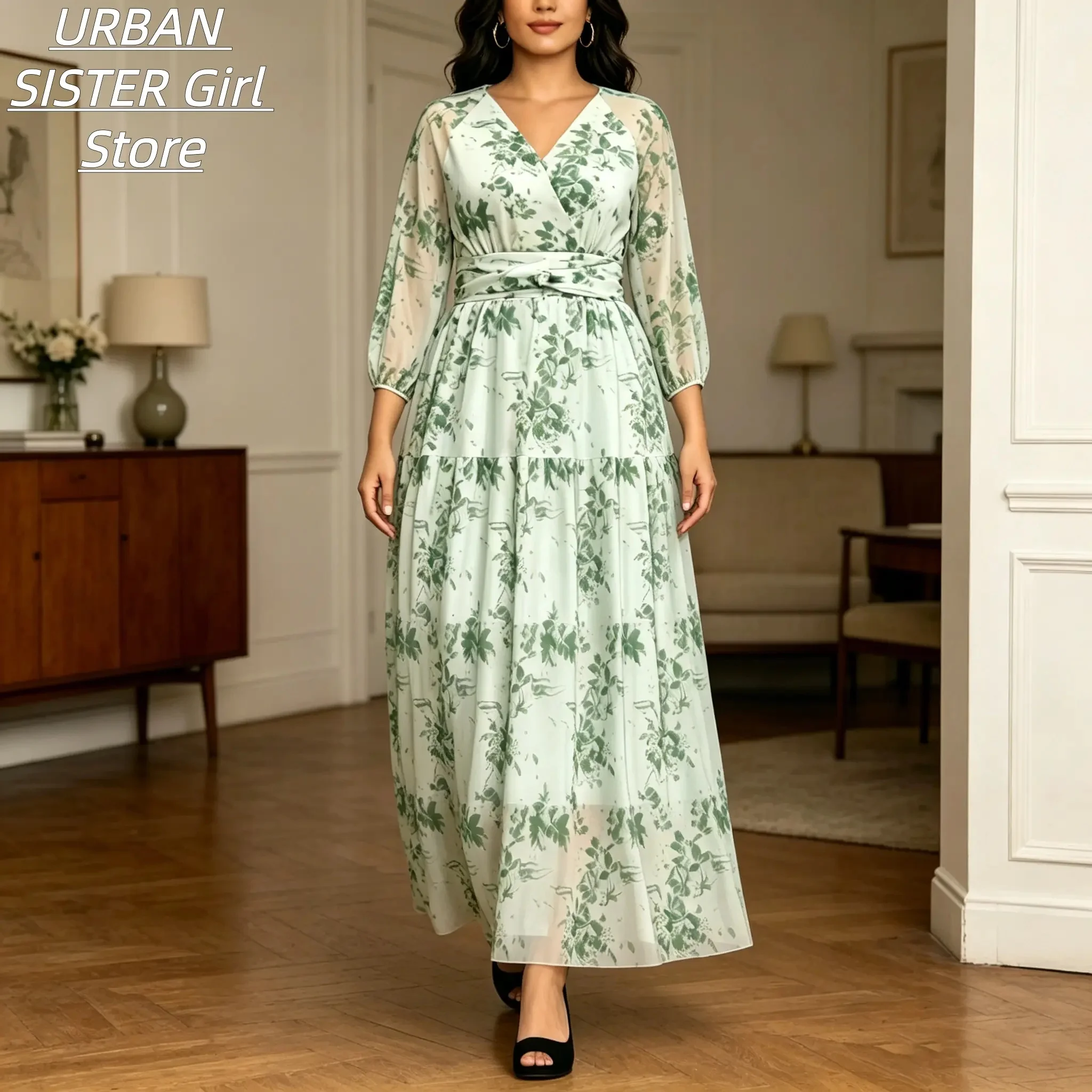 Robe midi en mousseline de soi - Women'S Green Formal Wear avis et prix
