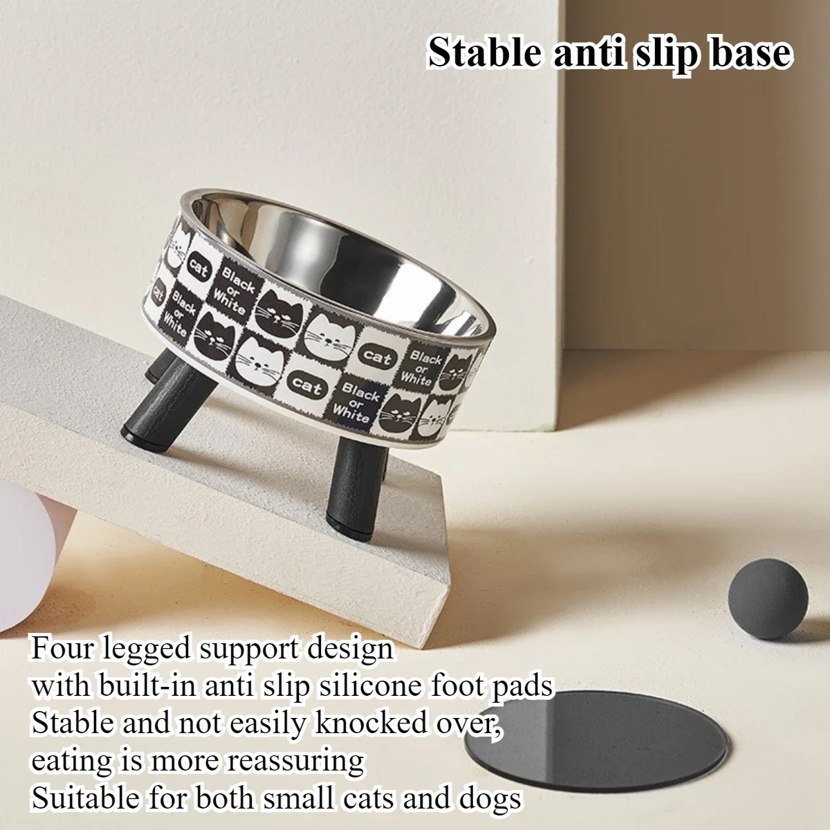 1PC Stainless Steel Dog Bowl Anti-knock Pet Bowl Neck Care Tall Bowls Non-Slip Anti-Tip High Volume Pet Bowls Dog Accessories