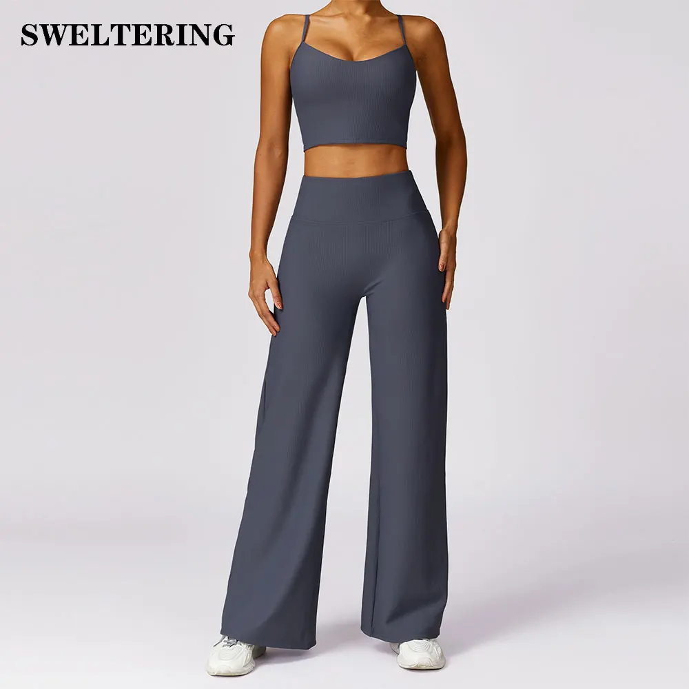 Seamless Yoga Set 2 Piece Ribbed Workout Outfits for Women Sport Bra High Waist Shorts Yoga Leggings Sets Fitness Gym Clothing