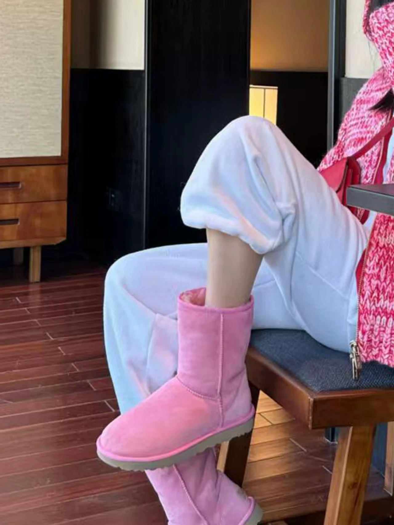 Women's Thick-Soled Snow Boots, Winter Fleece-Lined Suede Lamb Wool Short Boots, New Fuzzy Boots