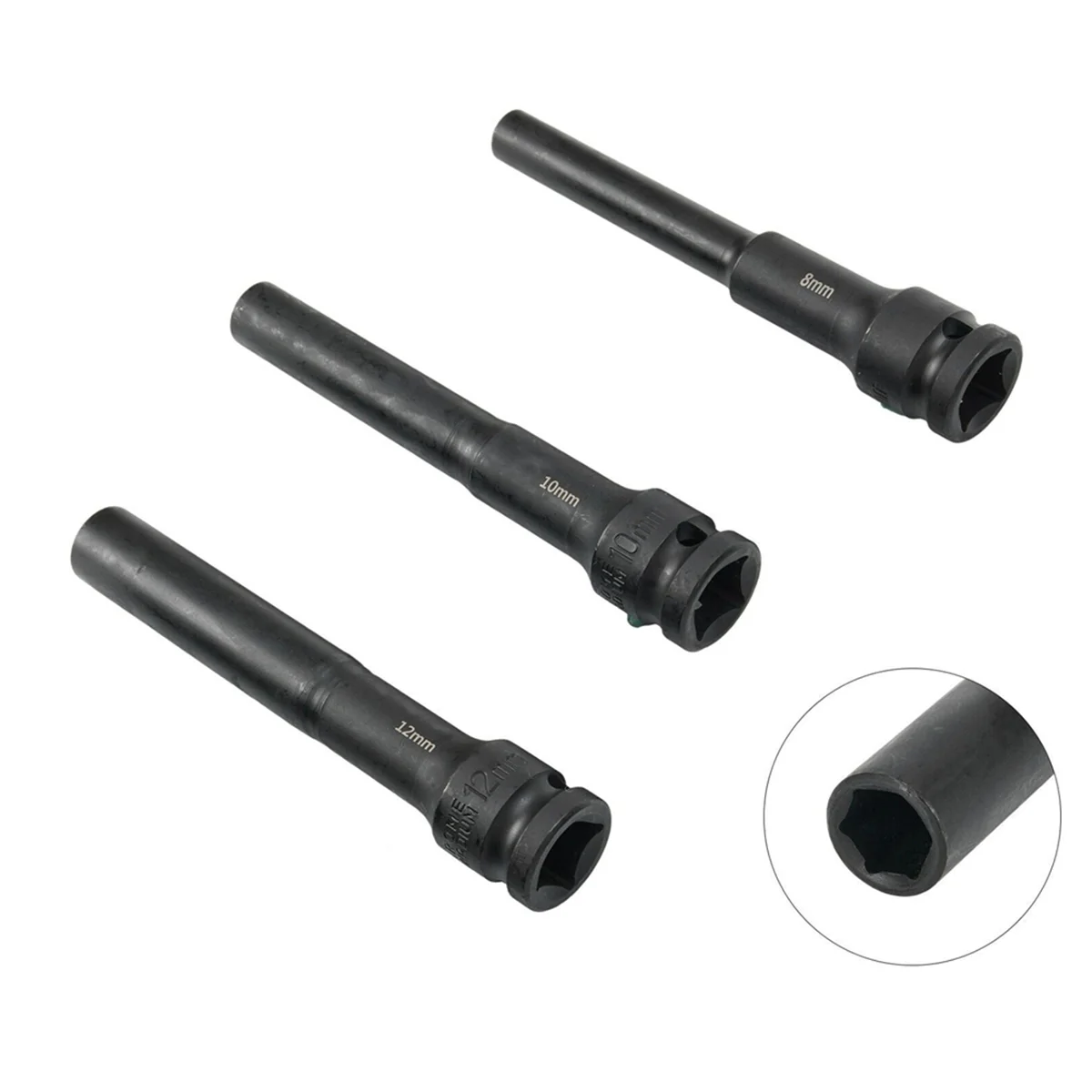 A002 3PCS 1/2 드라이브 육각 소켓 헤드 임팩트 렌치 8/10/12mm 어댑터 스패너 변환기 공압 공기 도구 용 사각형 구멍