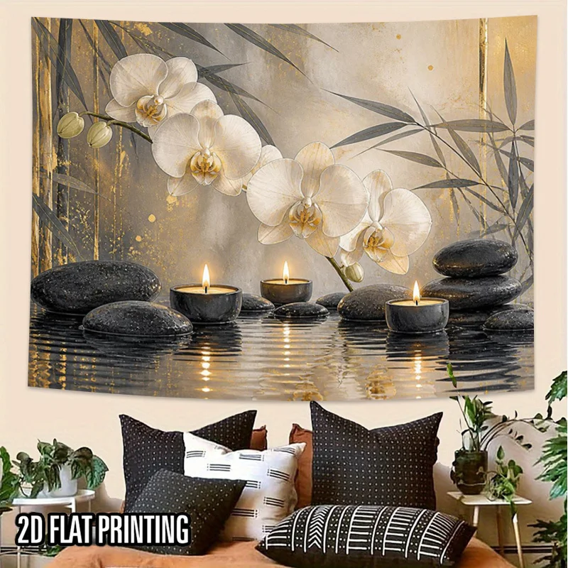 Large Tropical Orchid Wall Hanging Canvas Art Print Zen Bamboo Spa Decor for Living Room Bedroom