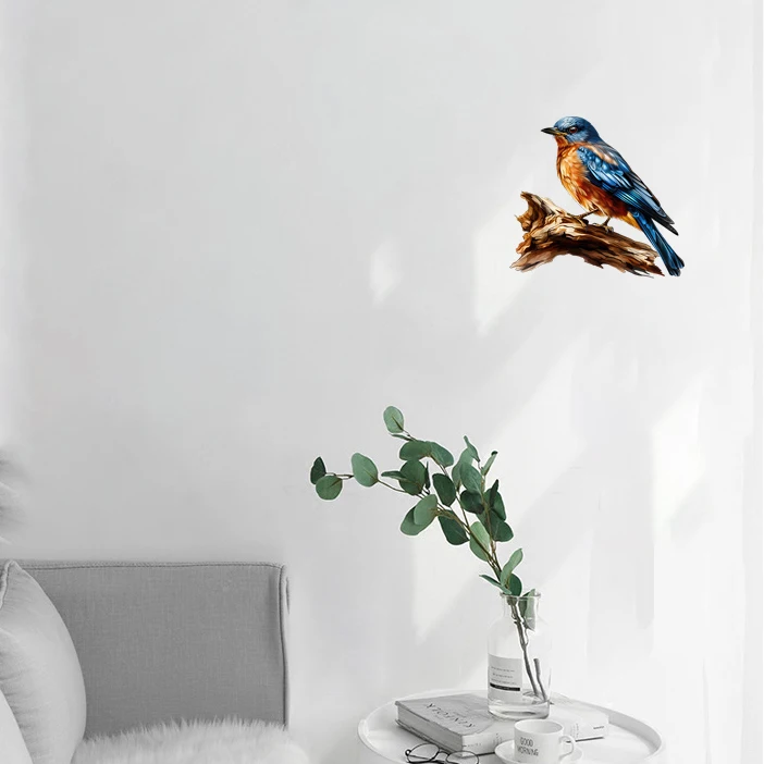 Three Ratels QN24 Cyanocitta cristata Beautiful Bird Art Wall Sticker Home Decoration Waterproof Toilet Decal