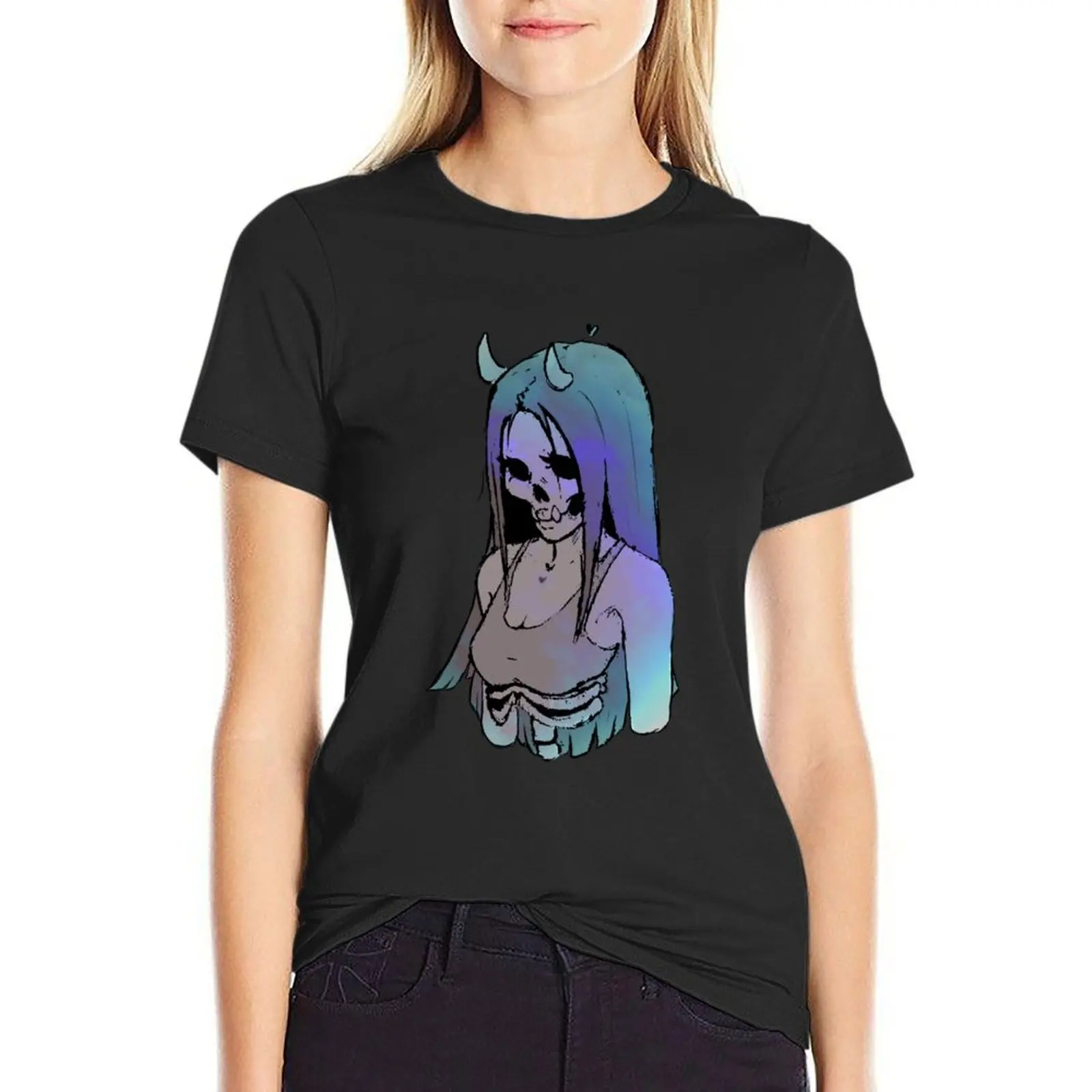 

Skeleton Girl T-Shirt funny blanks Short sleeve tee Women's tee shirt