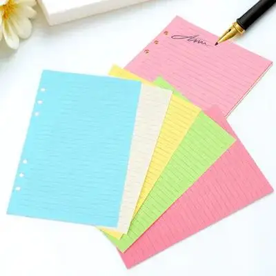 กระดาษรีฟิลสำหรับสมุดแพลนเนอร์ A5 แบบ 6 รู จำนวน 50 แผ่น กระดาษหนาแบบมีเส้นบรรทัด สำหรับใส่ในสมุดโน้ตแบบ 6 รู