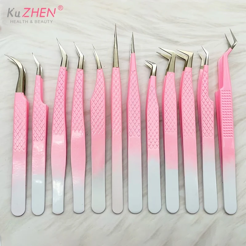 Eyelash Comb Tweezers Anti-Static Non-Magnetic Professional Pincet Lashes Extension Tweezers Makeup Tools Rhinestone Picker Tool