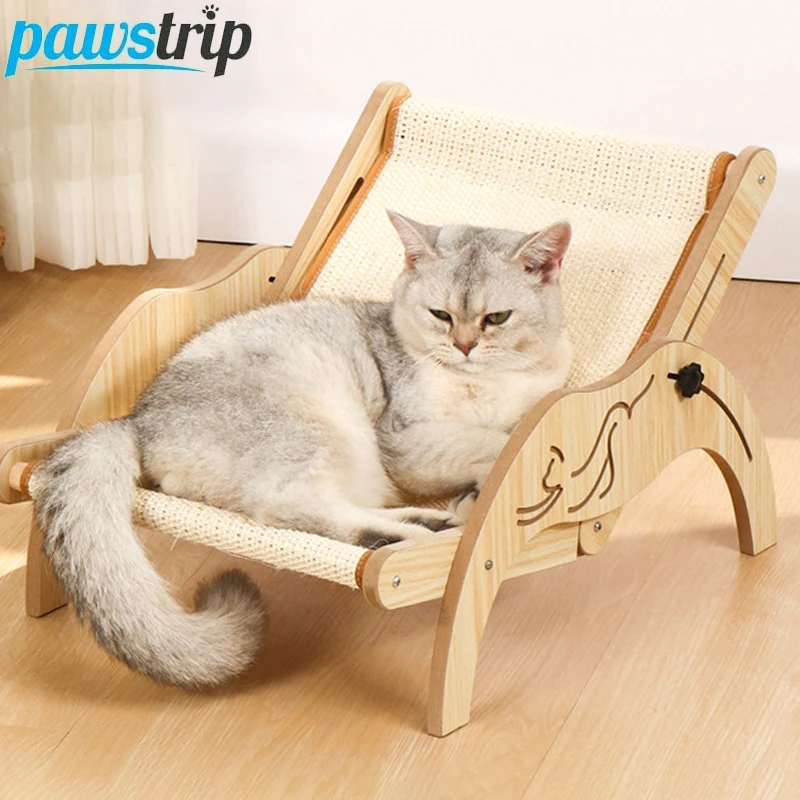 

Wooden Cat Scratcher Board Adjustable Cat Recliner Sisal Cat Sleeping Bed Nest Beach Comfort kitten Sofa Cat Accessories