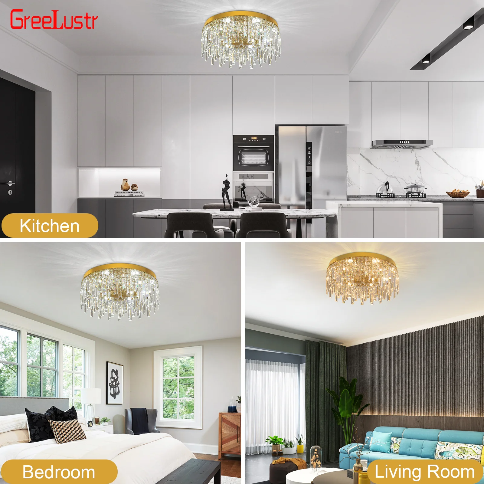 Moderne Led Plafondlamp Hanglamp Goud Luxe Kristallen Kroonluchter Woonkamer Eetkamer Huis Keuken Decoratie Armatuur Glans