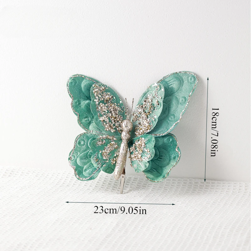 Christmas Simulation Butterfly DIY Sticky Powder Cloth Holiday Home Decor Party Wedding Scene Layout Props Ideal for Photos