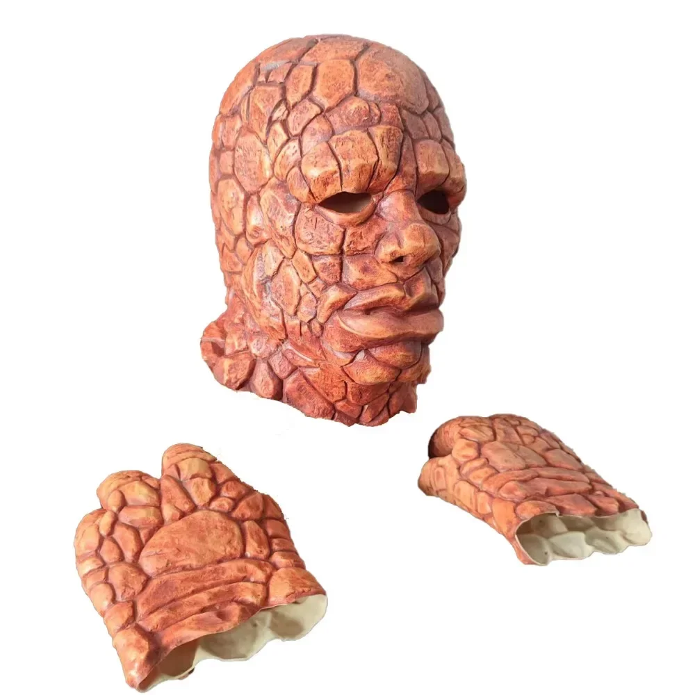 

Латексная маска и перчатки Stone Monster, фантастическая маска на всю голову с четырьмя вещами, костюмы для косплея, платье, реквизит для маскарадной вечеринки