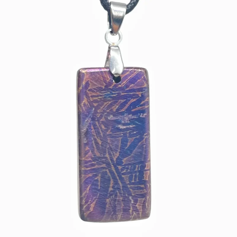 Authentic Muonionalusta Iron Meteorite Heat-Treated Necklace  Fine Meteorite Pendant series LK418