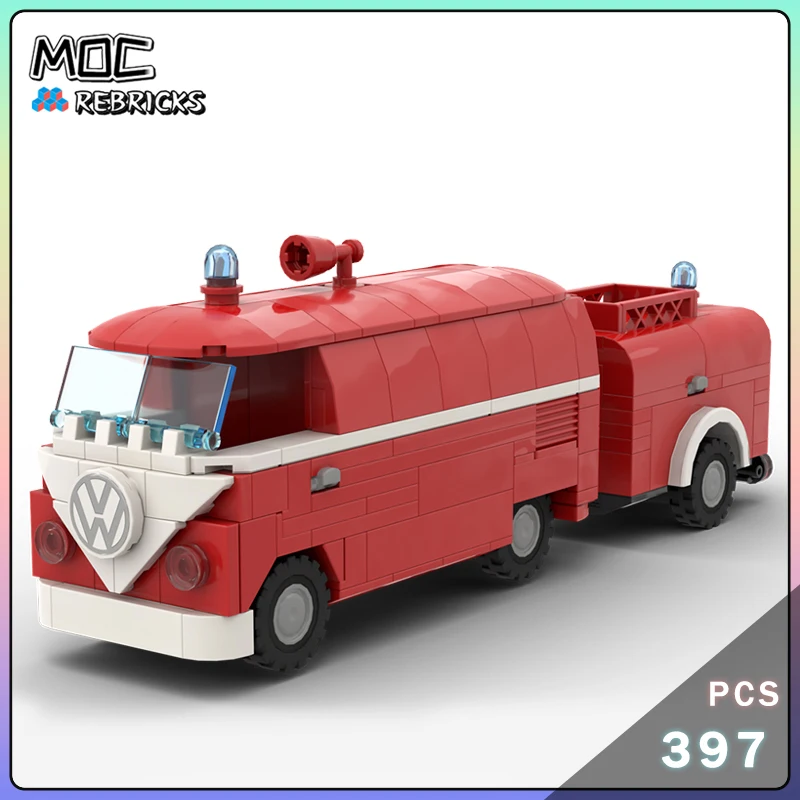 MOC Unimog 406 Homage to 650-2 Esso Tanker T1 Fire Truck Building Blocks DIY Model Originality Bricks Boy Toy Holiday Gifts