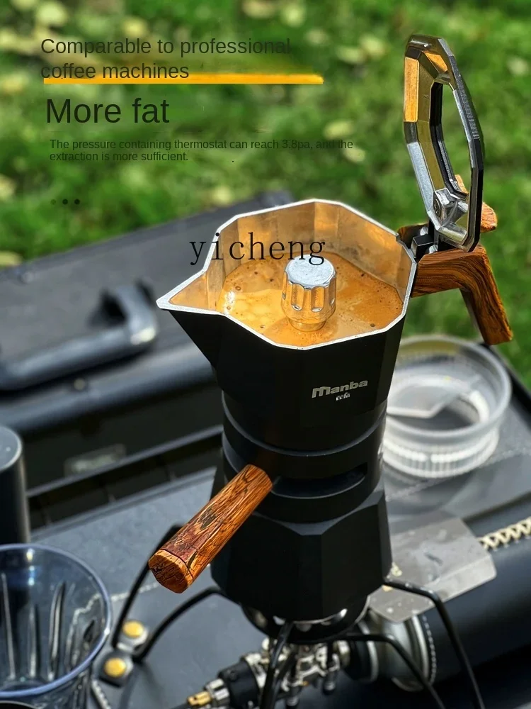 Temperature Control Double Valve Moka Pot Outdoor Coffee Pot Pour-over Coffee Home Outdoor Camping