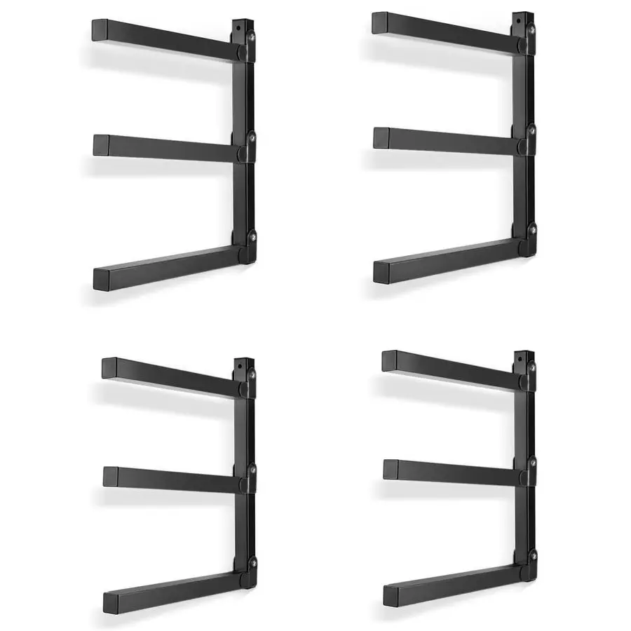 

Wall Mount Wood Organizer and Lumber Storage Metal Rack for Shed, Workshop, Garage with 3Level Black4 Pack