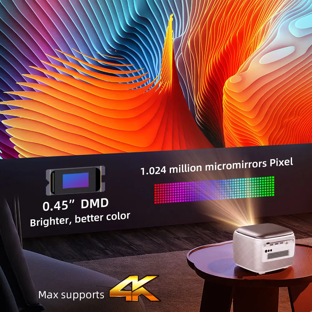 20Year Factory Byintek R20 Pro جهاز عرض أندرويد صغير محمول 4k واي فاي ثلاثية الأبعاد جهاز عرض هولوجرام Dlp جهاز عرض صغير #4