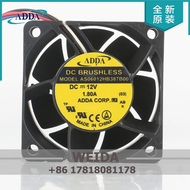 

Вентилятор охлаждения ADDA 6038 60X60X38MM 6CM 24V 48V PWM для серверов и инверторов, высокоскоростной, с большим объемом воздуха, мощный, AS06012HB387B00 DC12V 1.80A