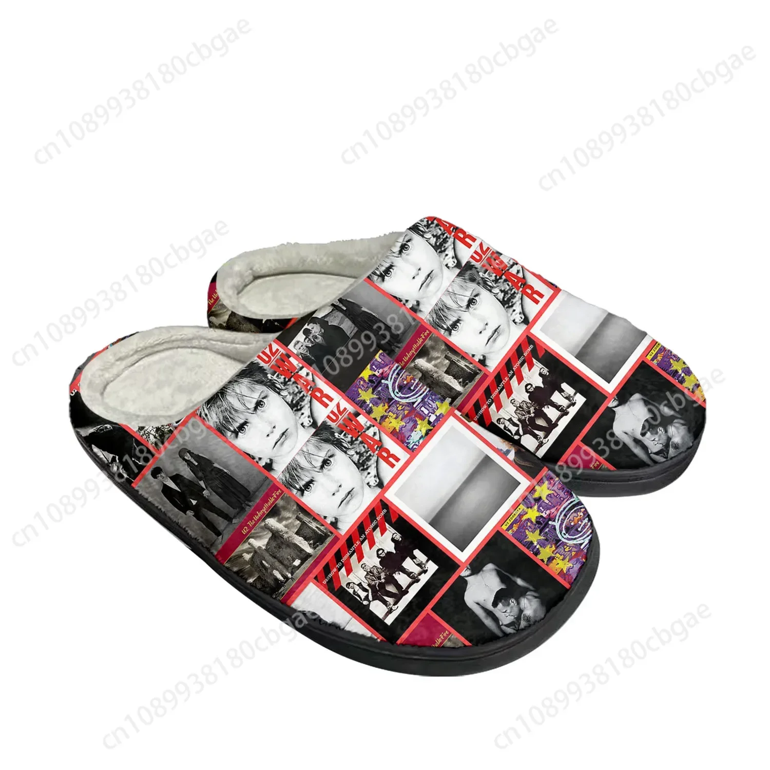 

U2 Rock Band Fashion Punk Home Cotton Custom Slippers Mens Womens Sandals Plush Bedroom Casual Keep Warm Shoe Thermal Slipper